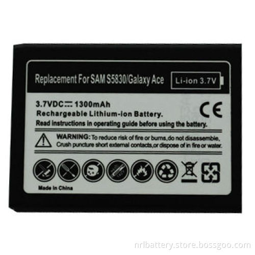 3.7V/1300mAh rechargeable mobile phone battery for Samsung Galaxy Ace, S5830, S5830i